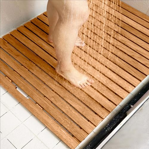 Alfombrilla de baño de Madera (60 x 40 cm, 70 x 50 cm, 100 x 120 cm), Antideslizante y de Secado rápido, Ideal para Platos de Ducha, saunas y Uso en Interiores.(30x40cm/12x16in)