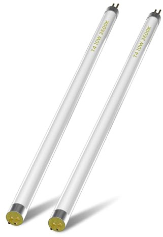 Lamptobe T4 10W Fluorescent Tube Lamp 352MM - G5 2 Pin Base Fitting T4 High Efficiency Lamp Soft White 3500K Under Cabinet Lights, 352MM Including Pins/ 338MM Excluding Pins (2-Pack)