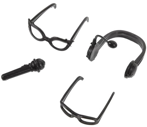 BESPORTBLE Mini Doll Glasses Headset Microphone Plastic Decorative Earphone Props for Doll Accessories Music Style Playthings Fashionable Ktv Costume