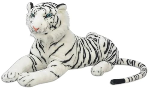 Homgoday XXL Plüschtiger Tiger - Weiches Kuscheltier mit Wildnis-Details, 146 cm, für Kinder ab 3 Jahren - Weiß mit Tigerstreifen Plüschtiere Model80164