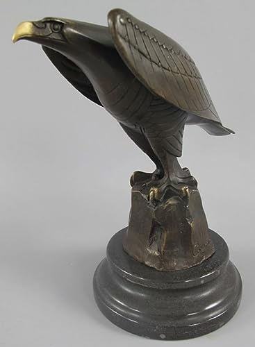Luxus Art Deco Bronzefigur Adler auf Felsen mit Marmorsockel Bronze/Gold/Schwarz 12 x 22 x H. 21 cm - Bronzeskulptur - Dekofigur - Dekoaccessoires