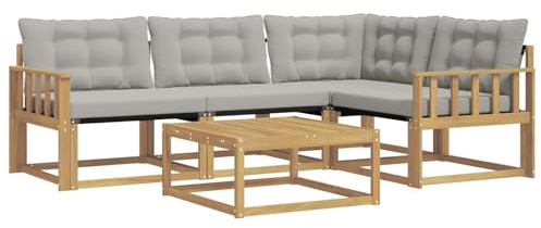 vidaXL Outdoor-Sofagarnitur 5 pcs Weiß und Hellgrau 79 x 79 x 37 cm, Moderne Garten-Sofa-Garnitur, langlebige Möbel, schicker Akazienholz-Sitz, Bequeme Terrassen-Lounge