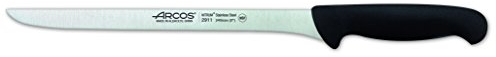 Arcos Serie 2900 - Cuchillo Jamonero Flexible - Hoja de Acero Inoxidable NITRUM de 240 mm - Mango inyectado en Polipropileno Color negro