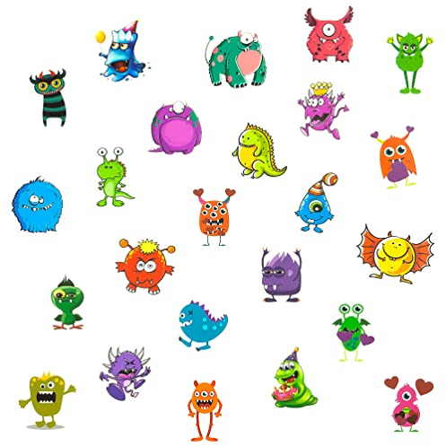 Oblique Unique® 48 lustige Bunte Monster Tattoo Sticker I Kinder Geburtstag Party I Temporäre Tattoos