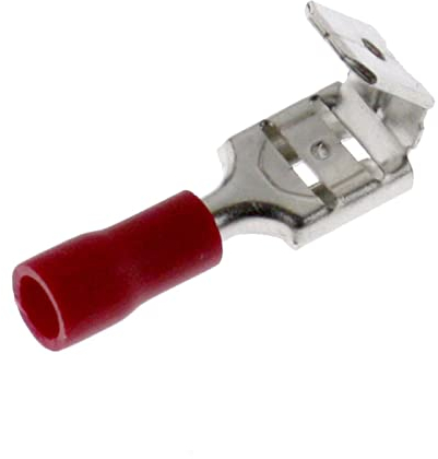 Lumonic 25x Flachsteckhülse + Abzweig 0,5-1,5mm² in rot I Flachsteckhülsen für Flachstecker 0,8mm x 6,4mm I Kabelschuhe Flachstecker teilisoliert