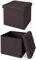 dibea Sitzhocker faltbar max 300 kg Leinen, 38x38x38 cm braun