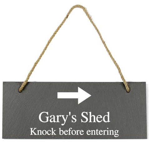 Personalised Right Arrow Hanging Natural Slate Plaque/Sign - 25x10cm