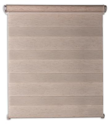 Deco4Me Doppelrollo Klemmfix ohne Bohren - Beige-meliert, 80 x 160 cm - Vario Duo Rollo in Leinen, Holzoptik - lichtdurchlässig & Blickdicht - Stoffbreite 76 cm