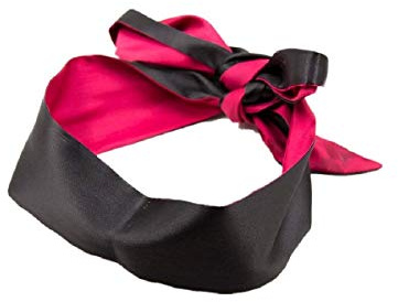 Qyclc Schlafmaske, Satin-Augenmaske, Rot / Schwarz, 14,9 cm