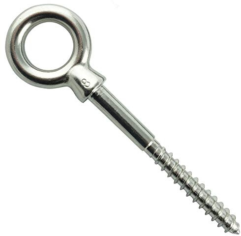 Eisenwaren2000 | Boulons à anneau 5 x 50 mm (10 pièces) – Boulons à œil avec filetage en bois – En acier inoxydable A4 V4A