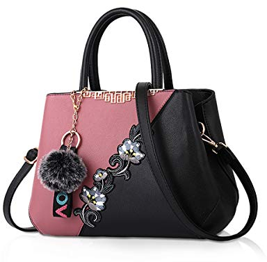 NICOLE & DORIS Handtaschen Damen modische Damenhandtaschen Taschen Damen Umhängetaschen mit Blumenmuster Spleiß Farbe Rosa