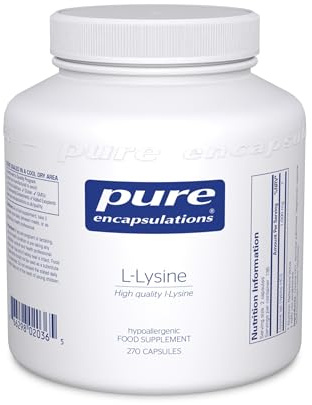 Pure Encapsulations L-Lysine 500mg, 270 Vegetarian Capsules | Essential Free-Form Amino Acid, 500mg L-Lysine per Serving, Involved in a Wide Range of Metabolic Functions