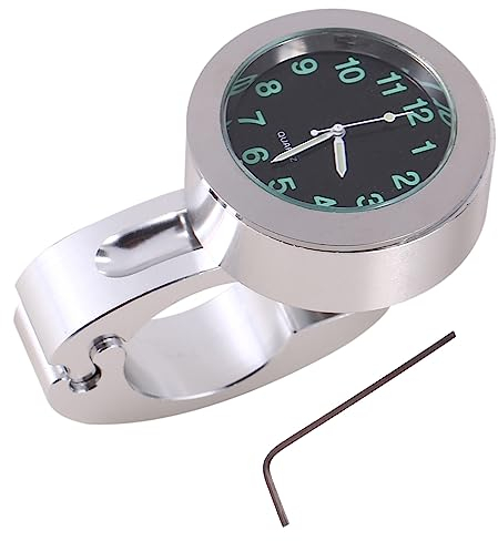 Reminnbor wasserdichte Lenker Glow Mount Uhr 1 StüCk Silber FüR Die Meisten Motorrad Cruiser Hubschrauber Angepasst