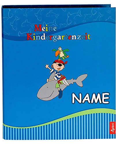 personalisiert mit Name - Kindergartensammelordner, Sammy Samoa, A4, Mit 4 illustrierten Trennblättern, 5,5 cm Rückenbreite, Kunstdruck laminiert mit UV-Lack, Blau, 35446