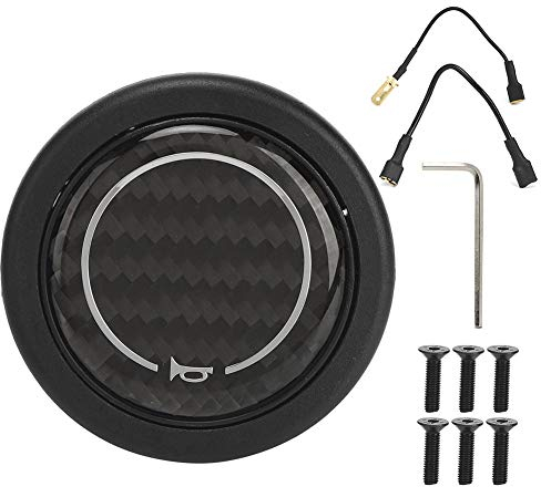 KIMISS Kohlefaserhorn Druckknopf Kit Hupenknopf für 6 Schrauben für Lenkrad Auto Modifizierter Zubehör Hornknopf Ersatz