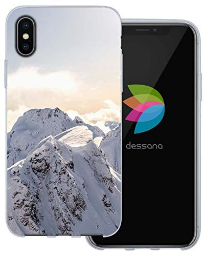 dessana Alpen transparente Schutzhülle Handy Case Cover Tasche für Apple iPhone XS Berge Schnee
