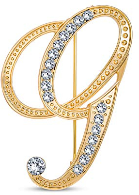 Großes Statement Abc Pave Crystal Cursive Script Monogramm Buchstaben Alphabet Initiale G Schal Revers Pin Brosche Für Frauen Gelbgold Plattiert