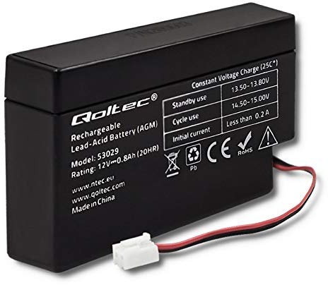 Qoltec Batterie AGM 12V 0.8Ah Max. 12A