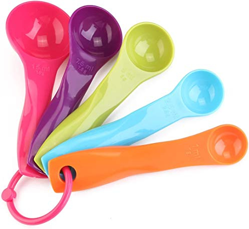 Cucchiaino,Cucchiai dosatori in plastica colorata,Cucchiaio piccolo, cucchiai dosatori in plastica colorata, 5 cucchiai dosatori in plastica colorati per cottura in cucina