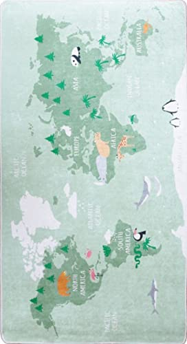 Mani TEXTILE TPS_MOND_VER80 Teppich, Polyester, Grün, 80 x 150