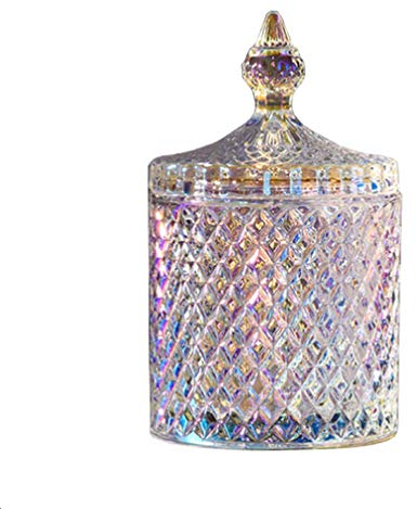 erioctry 300m/10oz Bella Cristallo Piatto di Caramelle con Coperchio Colorato Matrimonio Candy Box Zuccheriera Barile Biscotto Barile di Gioielli Decorativo