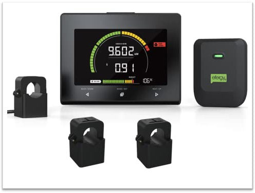 Efergy E-Max Display Kit - Three 3 Phase energy meter No Wi-Fi Required. Easy Install. Downloadup to 2 years data from portable display. | No Wi-Fi Required, Easy Install, Download Data from Power Monitor, Energy Meter