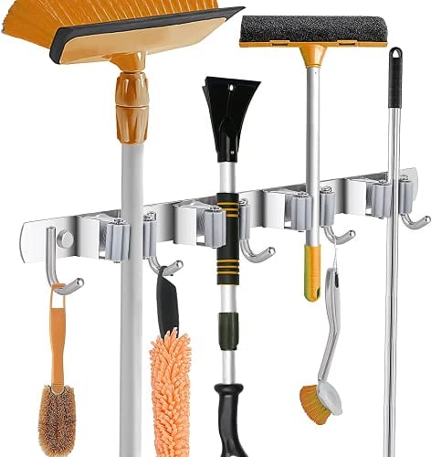 KYDIFS Besenhalterung Wand, Wandhalterung, Edelstahl Gerätehalter, Besen Mop Halter für Küche Badezimmer Garten Multifunktionen( 4 Halter )