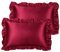 PiccoCasa Kissenbezug Satin Pillowcase 2er Set Kopfkissenbezüge mit rüschen kuschelig Hotelverschluss als Dekokissenbezug für Wohnzimmer Schlafzimmer Sofa Deko Bordeaux 51x76cm