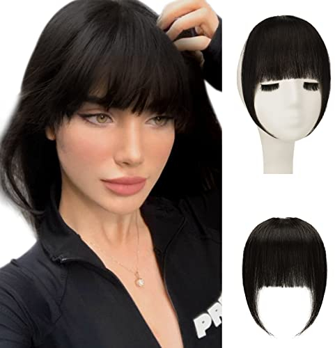 Sofeiyan Bangs Clip in 100% Remy Echthaar Fringe Bangs Clip in Pony Fringe Extensions Natürliche Bangs with Tempel Haarteile Echthaar Haarverlängerung für Frauen