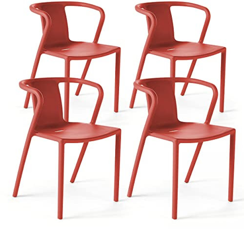 Set mit 4 Stühlen, Kunststoff, Polypropylen, Rot