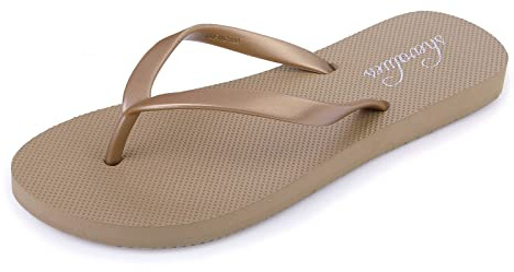 shevalues Tongs fines pour femme - Chaussures de douche en caoutchouc - Sandales basiques, peau, 38.5 EU