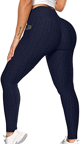 YEBIRAL Tik Tok Damen Sport Leggings mit Taschen, High Waist Push Up Anti Cellulite Leggins Scrunch Butt Sexy Po Lifting Sporthose Yogahose Boom Booty Tights Fitness Jogginghose