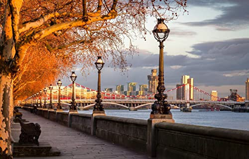 LHJOYSP 3D Puzzle Kinder 1000 Teile Stadt Brücken Flüsse London England Promenade Thames Chelsea Bridge 75x50cm
