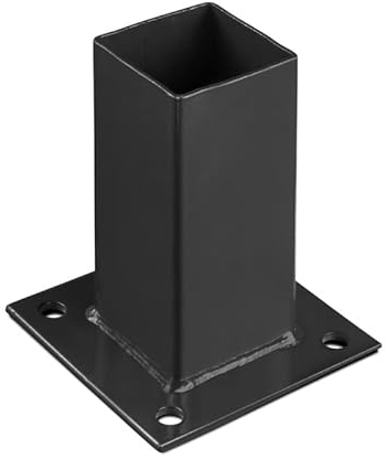 Gardenode Support pour Poteau carré Platine de Fixation 60 x 60 mm Acier galvanisé Noir