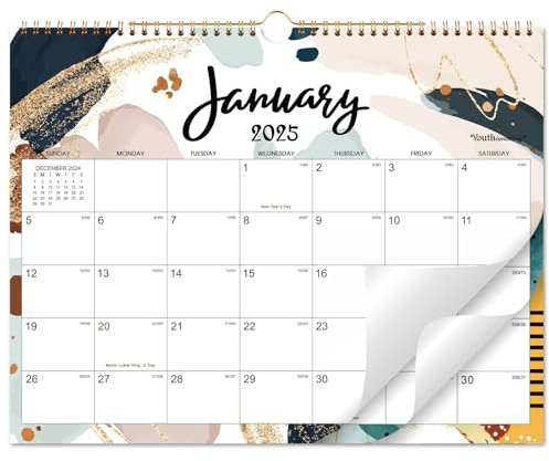 Wandkalender 2024 – 12 Monate Hängender Kalender 2024 von Januar 2024 - Dez. 2024, 37,6 x 29,5 cm, Doppeldrahtbindung, Blankoblock mit Julianischen Daten, perfekt für die Organisation zu Hause, in der