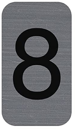 Exacompta - Art.-Nr. 67188E - 1 Selbstklebende Platte CHIFFRE 8 - Wandschild bedruckt - auf allen Untergründen - Aluminium Optik gebürstet - Maße: 2,5 x 4,4 cm