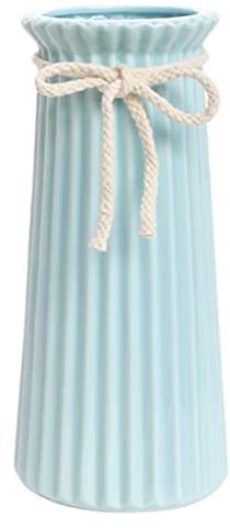Vase Blau 24 cm Hoch, Blumenvasen Modern aus Keramik für Tischdeko Innenbereich, Deko Vasen für Pampasgras