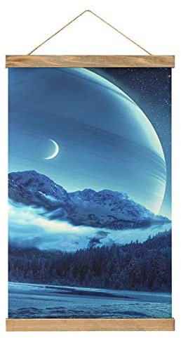 Lune Fantastique Scroll-Poster, Stoffbild, Kunst, Holz, DIY-Rahmen, hängender Druck, Aufhänger für Raumdekoration, Öl-Leinwand-Kit, Geschenk