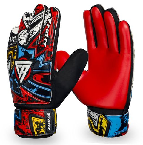 Being fit Profi-Torwarthandschuhe in 6 Farben - 4mm Latex für Kinder ab 4 Jahren bis Erwachsene - Hoher Schutz & Einzigartiges Design (Rot, Größe 7 geeignet für Erwachsene)