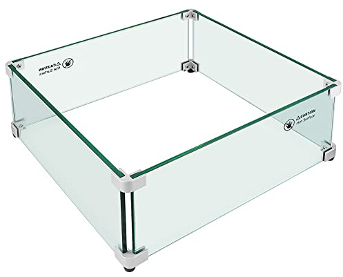 Apromise Pare-vent pour foyer – 44,9 cm en verre trempé de 1,6 cm d'épaisseur et supports d'angle en aluminium dur