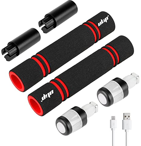 MotuTech Erweiterter Griff + LED-Blinklichter, wasserdicht, wiederaufladbar, für Segway Ninebot Max G30, Lenkerverlängerung mit Lampe (schwarz + schwarz weiß)