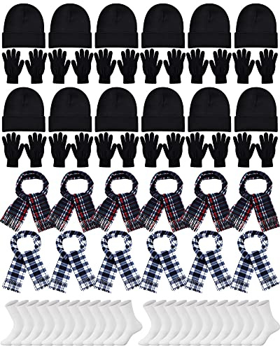 48 Stück Winterhandschuhe Schals Beanies Socken Set Winter Homeless Care Paket Bulk for Homeless Charity Warm Cozy Gift, Stilvolle Farbe.