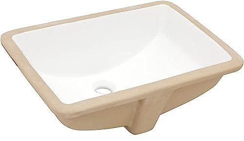Sarlai Unterbau-Waschbecken, weiß, 49,3 x 34,8 cm, rechteckiges Unterbau-Waschbecken, modernes weißes Keramik-Rechteck-Waschbecken, Kunstwaschbecken mit Überlauf, Innenschüsselgröße 43,9 x 29,5 cm