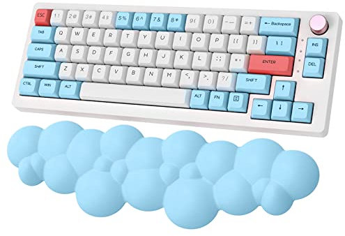 ZIYOU LANG Teclado Reposamuñecas Nube Teclado Suave Reposamuñecas con Base Antideslizante, Almohadilla de Espuma de Memoria Ergonómica, Lavable, Cómodo y Suave Soporte para Escribir y Jugar-Azul