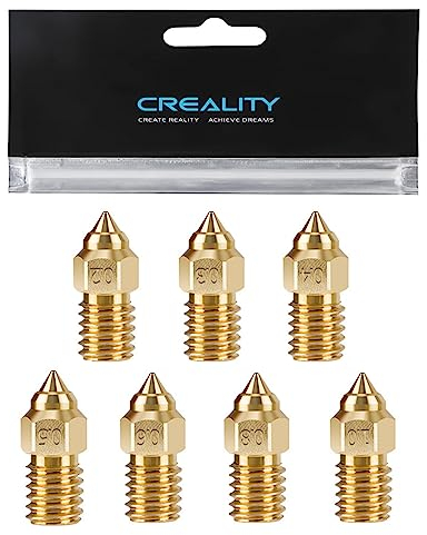 Creality 22 Stück Messing Düsen Set für Ender 5 S1, Ender 3 V3 SE, 3D Drucker, 10 Stück 0,4 mm und 2 Stück 0,2 mm, 0,3 mm, 0,5 mm, 0,6 mm, 0,8 mm, 1,0 mm Düsen Set für Ender 5 S1, Ender 7, Spider 1.0