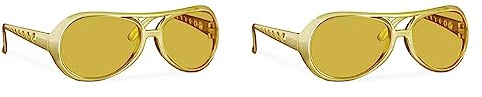 Relaxdays 10024248 Rapper, lustige Rapper & Proll, Kostüm, große Zuhälter Brille für Karneval und Mottopartys, gold, Unisex – Erwachsene, Uni (Packung mit 2)