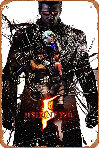 Wanddekor-Schild – Resident Evil 5 Poster – 20,3 x 30,5 cm, Vintage-Look, Metallschild, Bar, Männerhöhle, Kunstdekoration