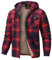 MoFiz Herren Karierts Flanellhemd Gefüttert Hemdjacke Thermo Kapuzenhemd Langarm Freizeithemd Baumwolle Reißverschluss Winterjacke Warm Dicke Holzfällerhemd mit Kapuze Rot Blau XL