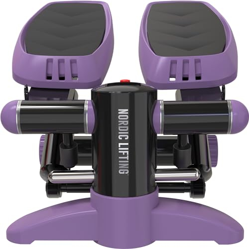 Nordic Lifting Mini Stepper Exercise Machine w/Resistance Bands Set & Non-Slip Foot Pads - Durable Construction with 330 LBS Weight Capacity - LCD Monitor