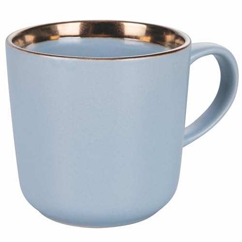 Villa d'Este Home Tivoli Set 4 Mug 400 ml in gres, bordo effetto metallizzato, azzurro polvere, Bilbao